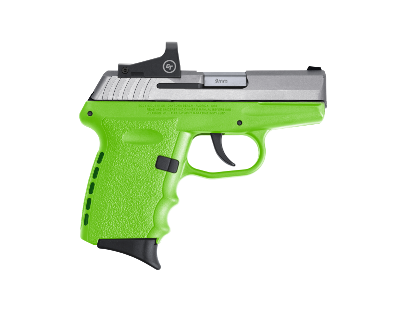 SCCY CPX-2 RD LIME GREEN / STAINLESS 9MM 3.1" BARREL 10-ROUNDS CTS-1500 REFLEX SIGHT