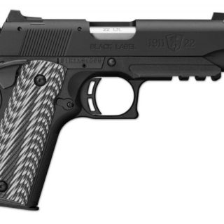 BROWNING 1911-22 BLACK LABEL SUPPRESSOR READY WITH RAIL BLACK AND GRAY G-10 WITH ANGLED SERRATIONS .22 LR 4.25-INCH 10RD