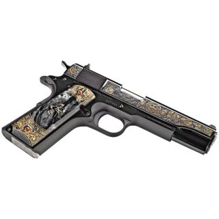 COLT FIREARMS 1911 GOVERNMENT BLACK .38 SUPER 5" BARREL 9-ROUNDS AZTEC EMPIRE THEMED