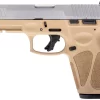 Matte Stainless / Tan 9mm Luger Full Size 15 Rds. Steel Sights - Image 4