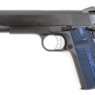 Colt 1911 Series 70 Competition 45 ACP Pistol with G10 Checkered Blue Grips - Enhanced Performance and Style