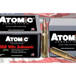 Glock Switch Atomic Ammunition Match Subsonic 308 Winchester Ammo 175 Grain Sierra MatchKing JHP Box of 100 Rounds