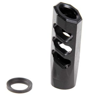 F1 Firearms 5.56 Angle Faced Compensating Black Nitride Muzzle Brake for Enhanced Recoil Reduction