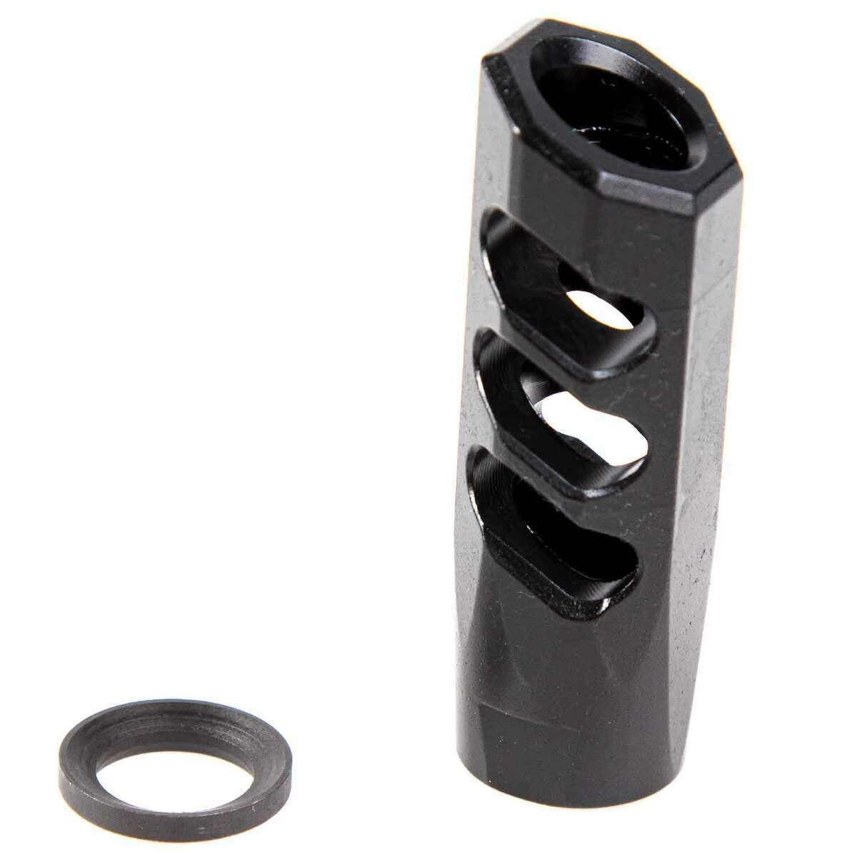 F1 Firearms 5.56 Angle Faced Compensating Black Nitride Muzzle Brake for Enhanced Recoil Reduction