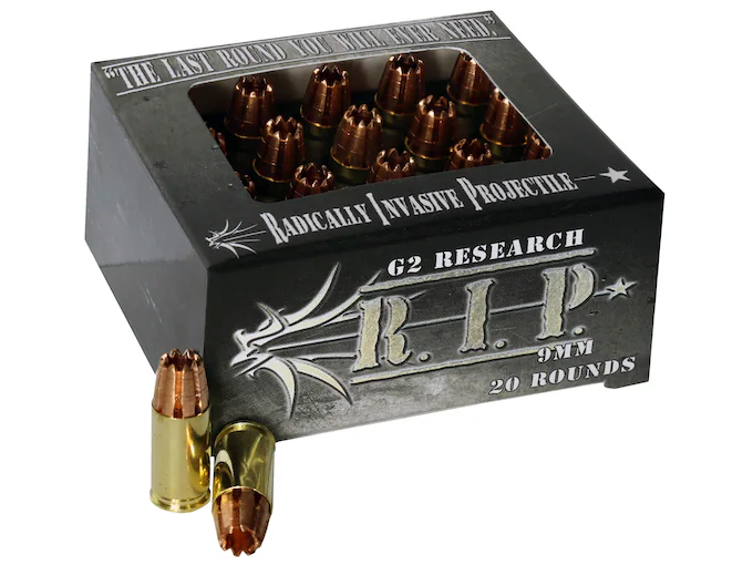 Glock Switch G2 Research R.I.P. 9mm Luger Ammunition - 92 Grain Fragmenting Hollow Point Lead-Free Box of 100 Rounds